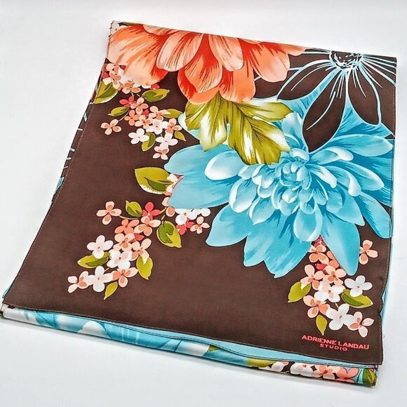 Adrienne Landau Studio Floral 100% Silk Oblong Scarf - Picture 1 of 6
